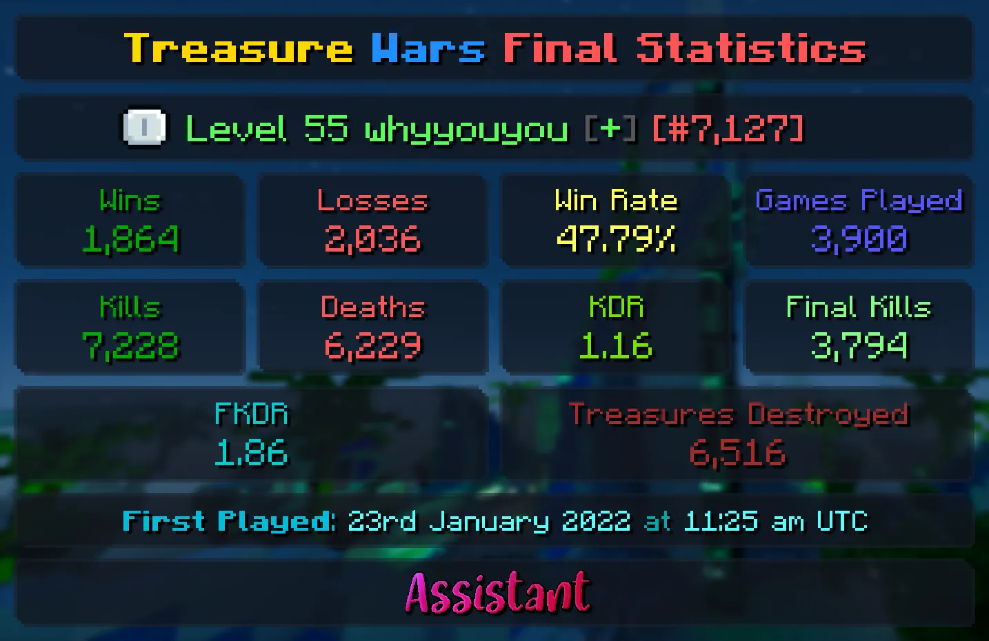 Assistantが生成したTreasure Wars戦績画像